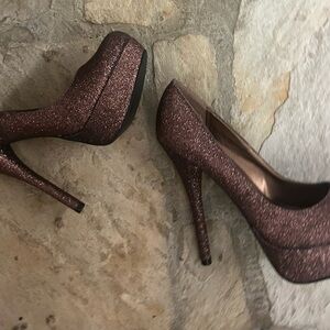 Heels Just Fabulous Shimmering Brown Glitter Heels 8 1/2 Like new-Gorgeous